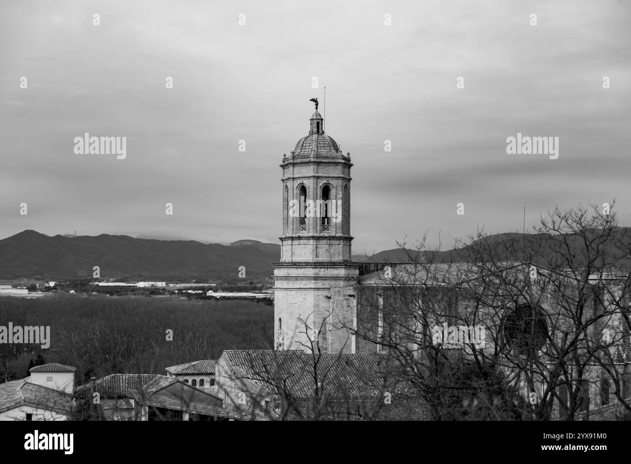 La tour de la cathédrale de Gérone ou de la cathédrale de Santa Maria de Gérone. Banque D'Images