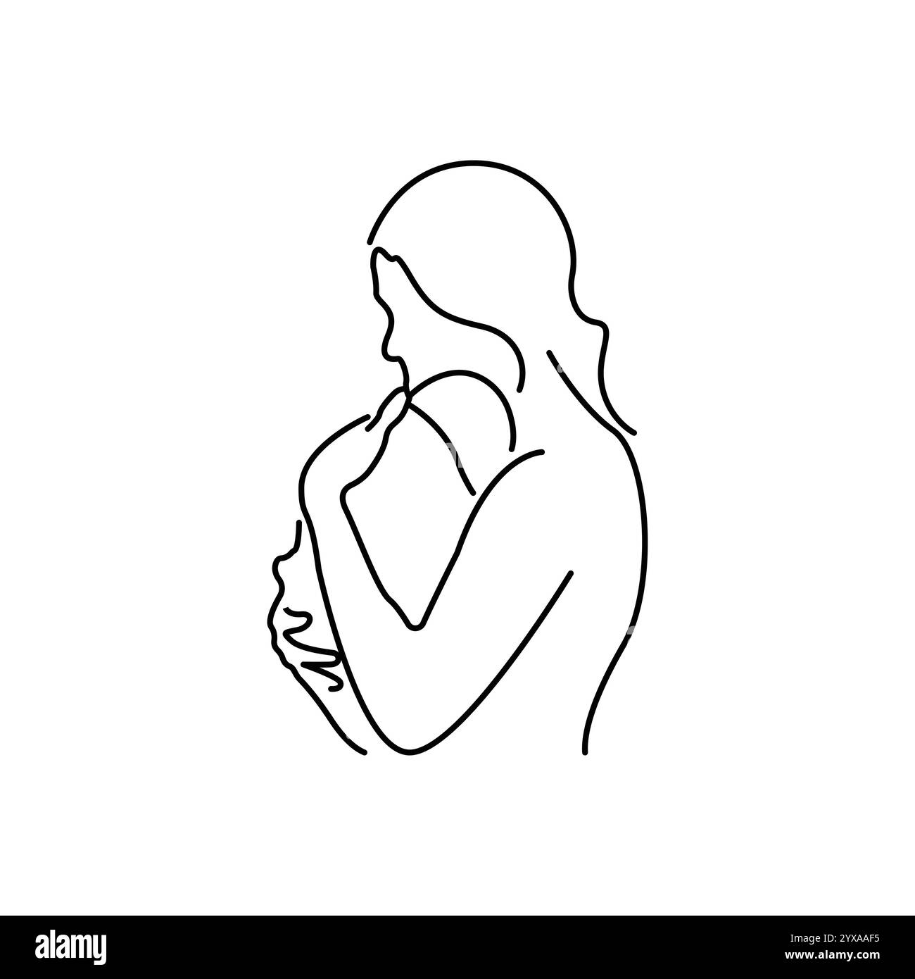 Maman tenant un nouveau-né. Portrait de famille Line Art. Illustration vectorielle Illustration de Vecteur