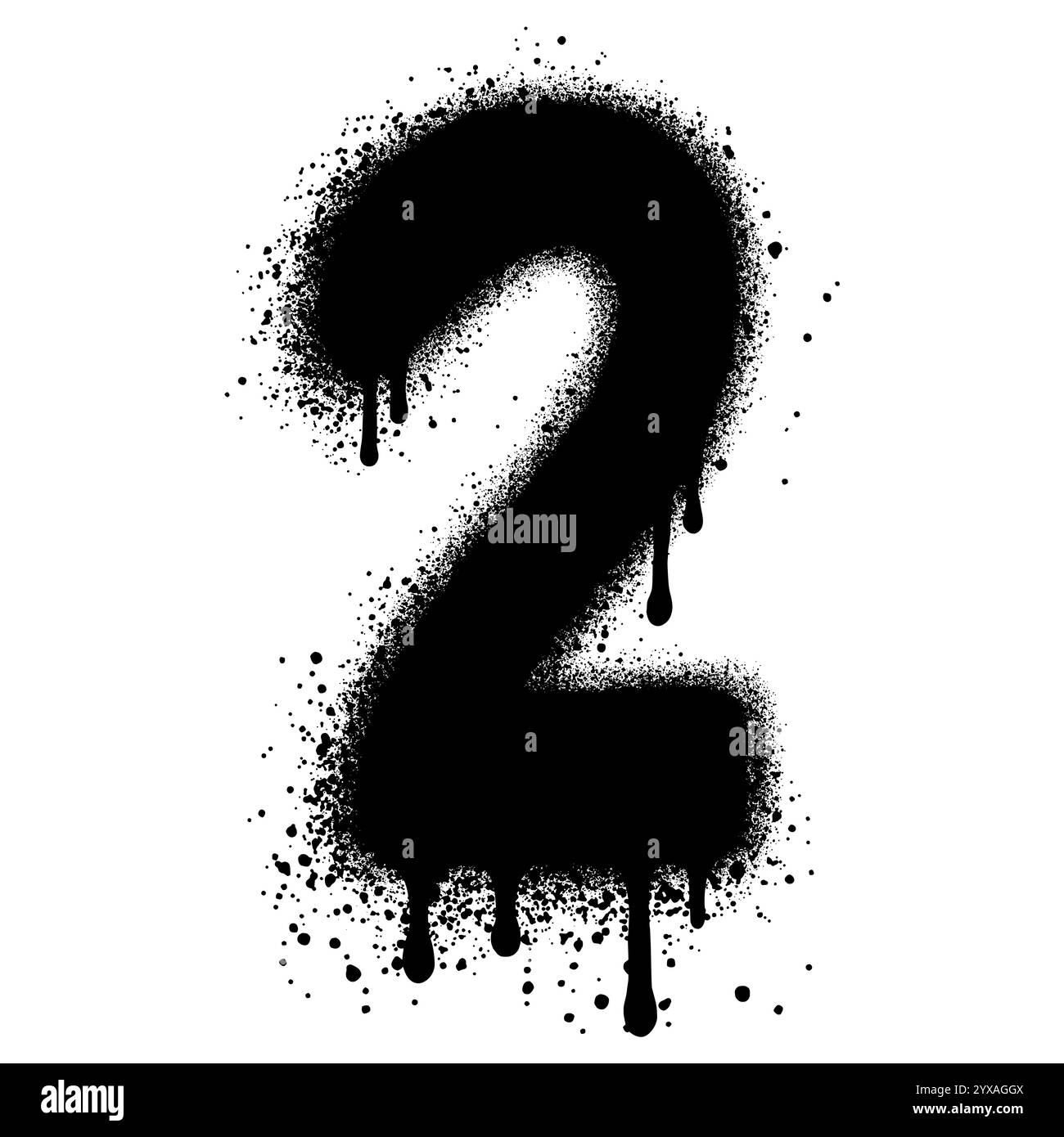 graffiti numéro 2 peint pulvérisé isolé avec un fond blanc. illustration vectorielle. Illustration de Vecteur