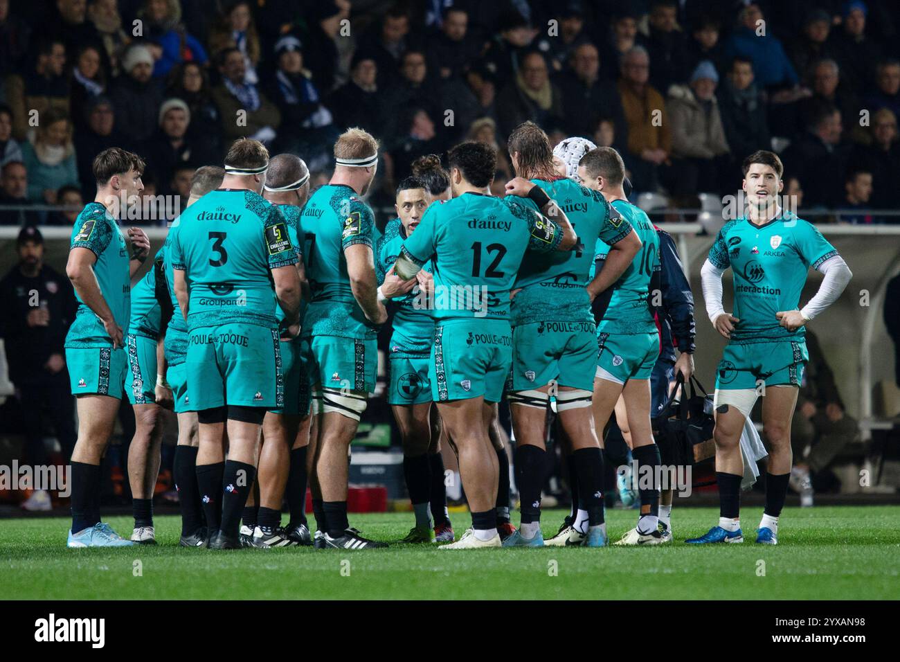 Joueurs de vannes lors du match de rugby à xv de l'EPCR Challenge Cup opposant le RC vannes et le Gloucester Rugby le 14 décembre 2024 au stade la Rabine de vannes Banque D'Images