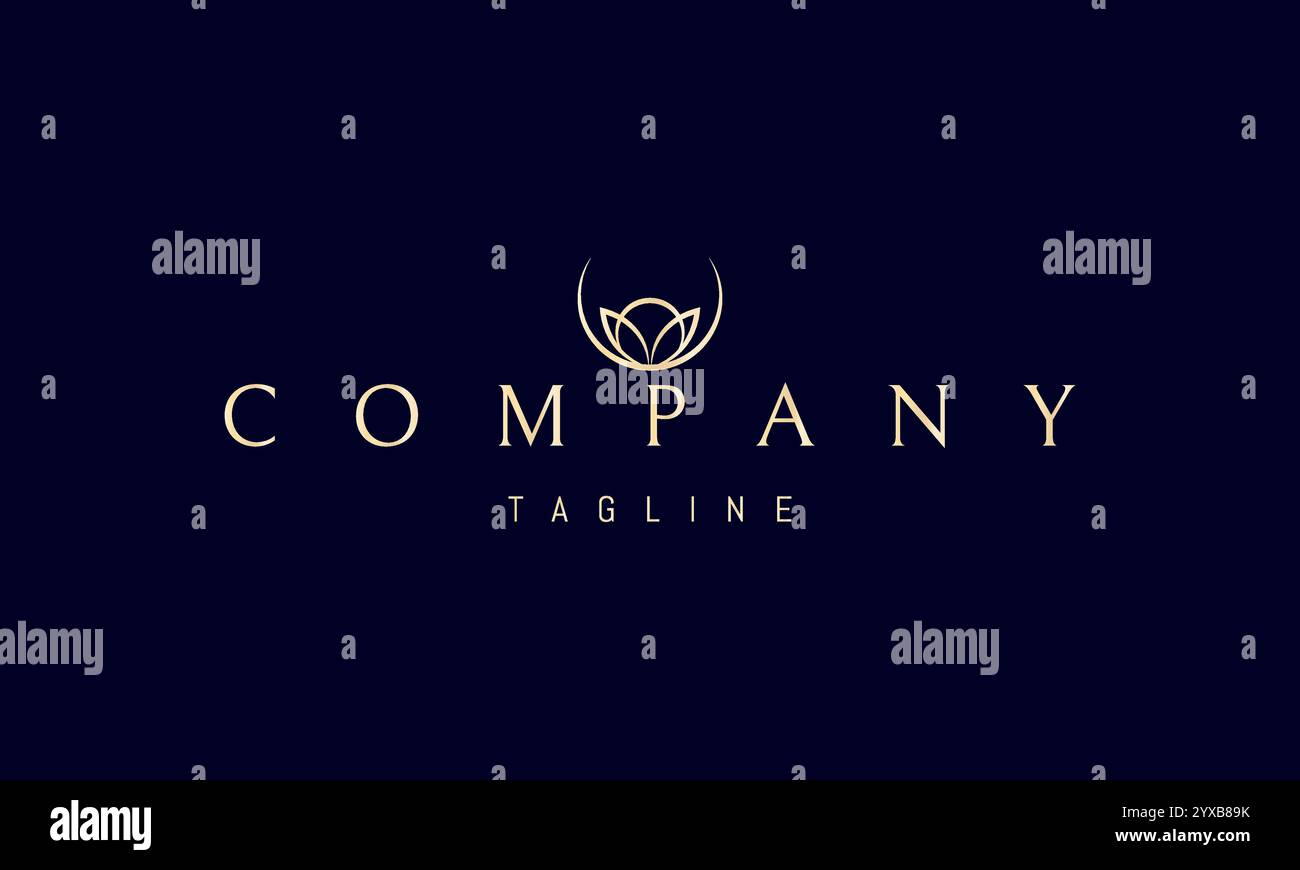 Logo doré vectoriel avec une image abstraite d'une fleur au fond d'un bol. Illustration de Vecteur