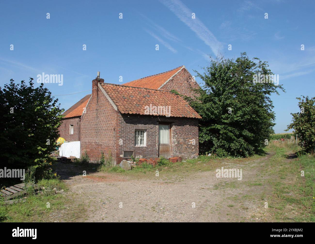 Belle petite maison en brique dans le village de Gruitrode, Meeuwen-Gruitrode, Limbourg, Belgique Banque D'Images