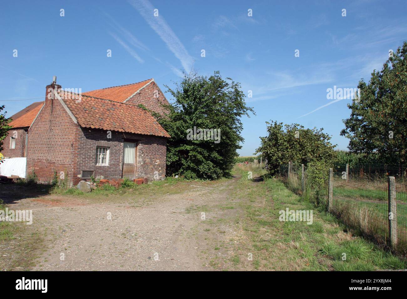 Belle petite maison en brique dans le village de Gruitrode, Meeuwen-Gruitrode, Limbourg, Belgique Banque D'Images
