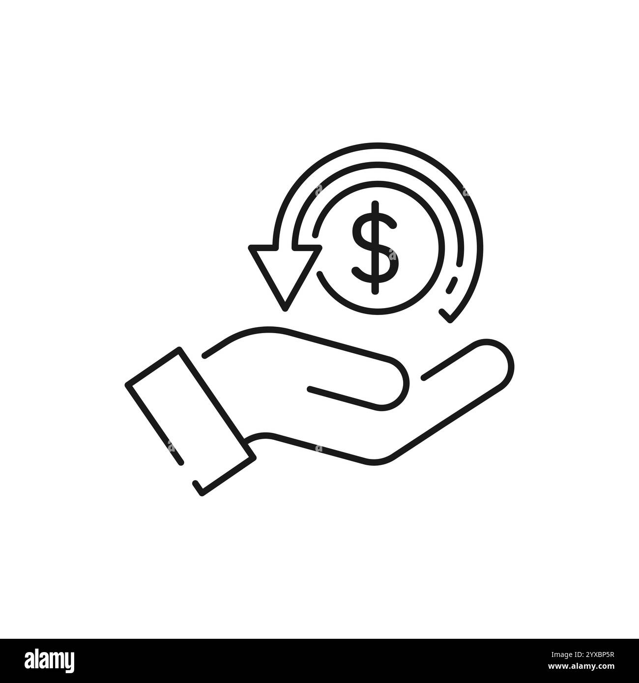 icône de cashback, retour d'argent, remise en argent, symbole web de ligne mince sur fond blanc - illustration vectorielle de course modifiable eps10 Illustration de Vecteur