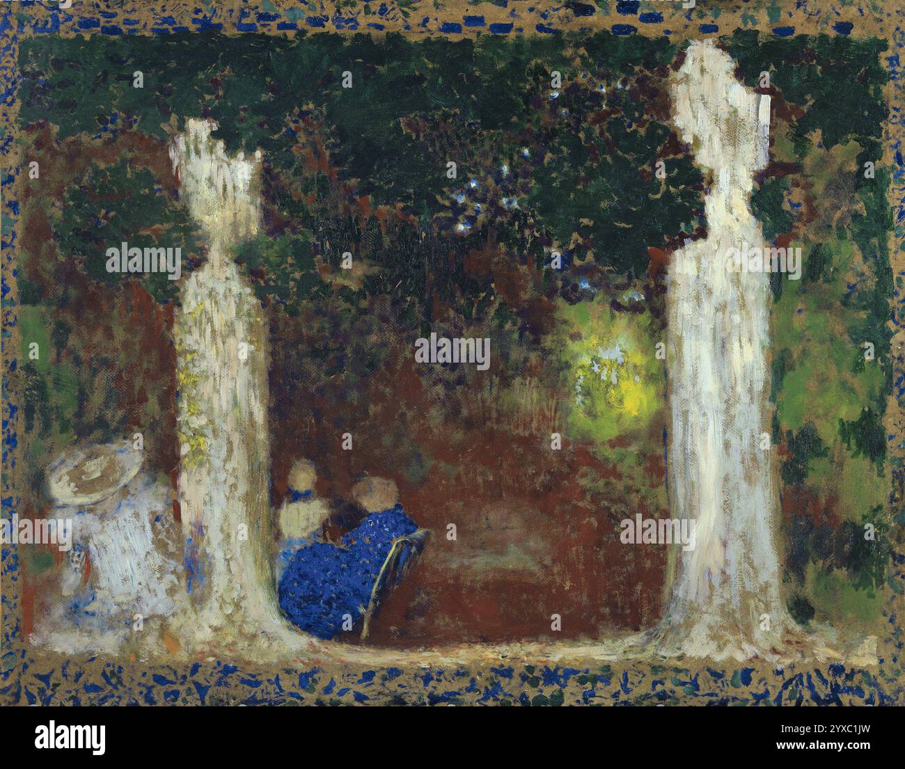 Titre : sous les arbres artiste : Édouard Vuillard année : 1897 - 1899 médium : huile sur carton monté sur toile dimensions : 53 x 67 cm emplacement : Collection Carmen Thyssen Banque D'Images
