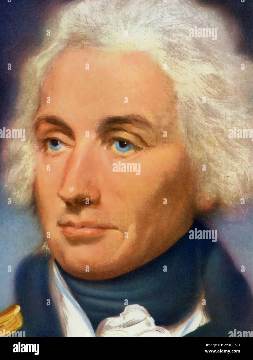 Contre-amiral Sir Horatio Nelson, c1798. D'après Lemuel Francis Abbott (1760/61-1803). Horatio Nelson, 1er vicomte Nelson, 1er duc de Bronte (1758-1805), a été surtout connu pour son leadership et ses compétences stratégiques ainsi que pour ses tactiques non conventionnelles, notamment pendant les guerres napoléoniennes. Il a été blessé plusieurs fois au combat, perdant un bras et la vue d'un œil. Parmi ses victoires, la plus célèbre est la bataille de Trafalgar en 1805, au cours de laquelle il a été abattu. Banque D'Images