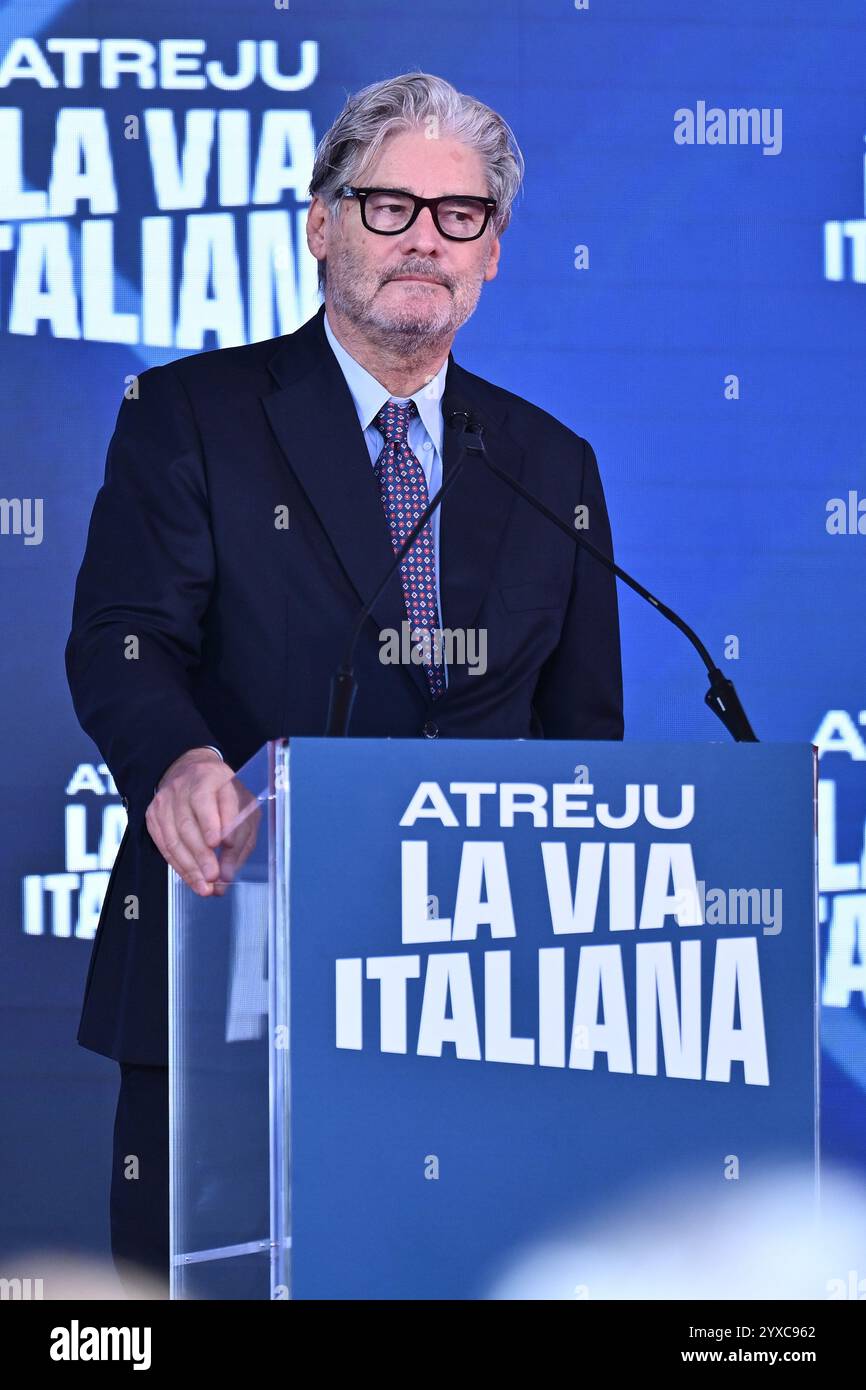 Rome, Italie. 15 décembre 2024. Paolo del Debbio journaliste assiste à l'événement Atreju, la fête des Frères d'Italie au Cirque Maximus. 25ème édition d'Atreju, la fête Fratelli d'Italia s'est tenue au Cirque Maximus, à Rome. Crédit : SOPA images Limited/Alamy Live News Banque D'Images