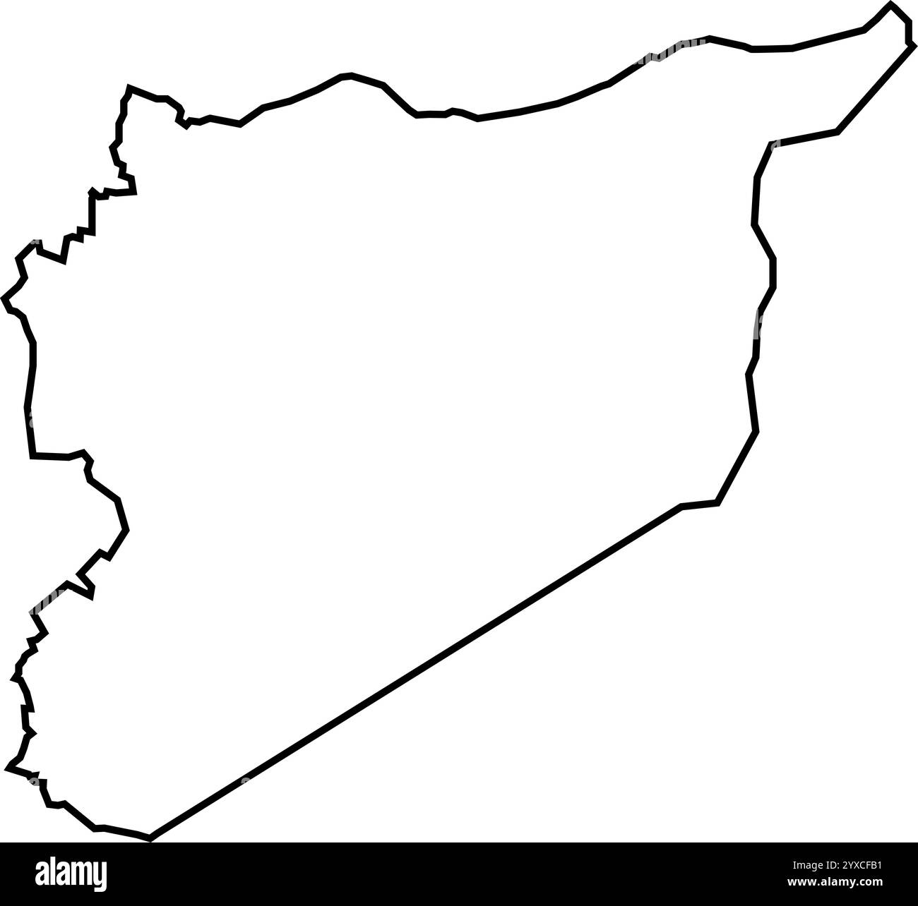 Vecteur eps de la carte de contour noir et blanc de la Syrie. La carte montre les frontières du pays sans aucun détail supplémentaire Illustration de Vecteur