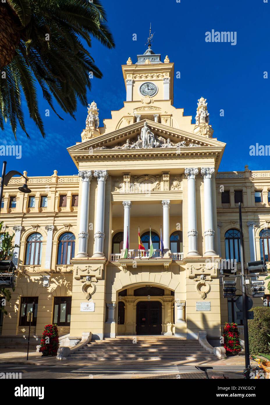 Façade de l'hôtel de ville de Malaga Banque D'Images