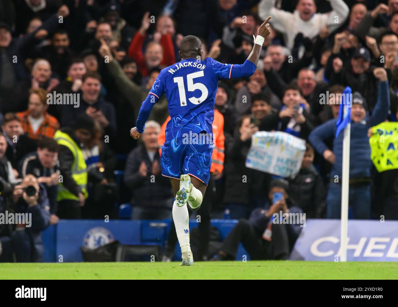 Londres, Royaume-Uni. 15 décembre 2024. Chelsea v Brentford - premier League - Stamford Bridge. Nicolas Jackson célèbre son objectif crédit photo : Mark pain / Alamy Live News Banque D'Images