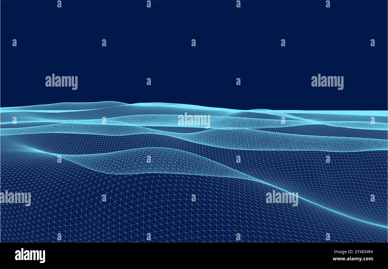 Fond de motif topographique filaire de paysage de montagne bleu Illustration de Vecteur