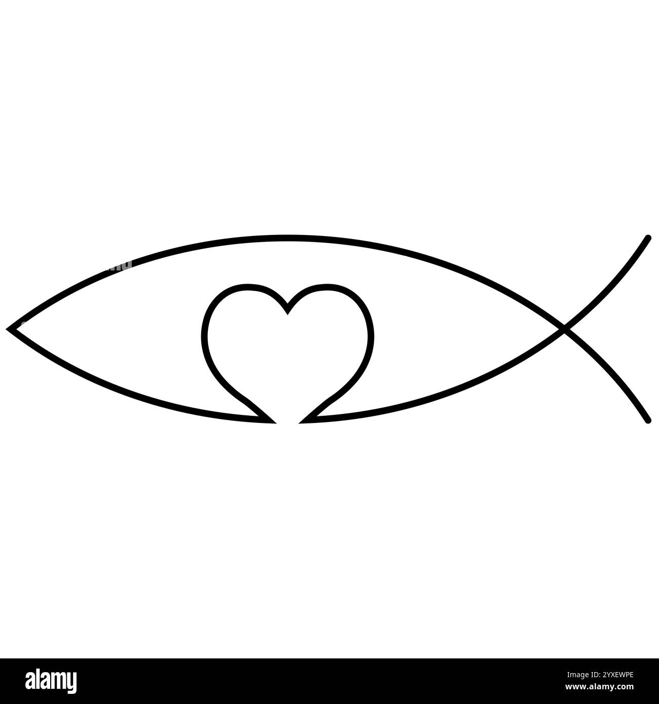 Ichthys symbole avec le cœur, la foi amour religion Jésus Dieu Illustration de Vecteur