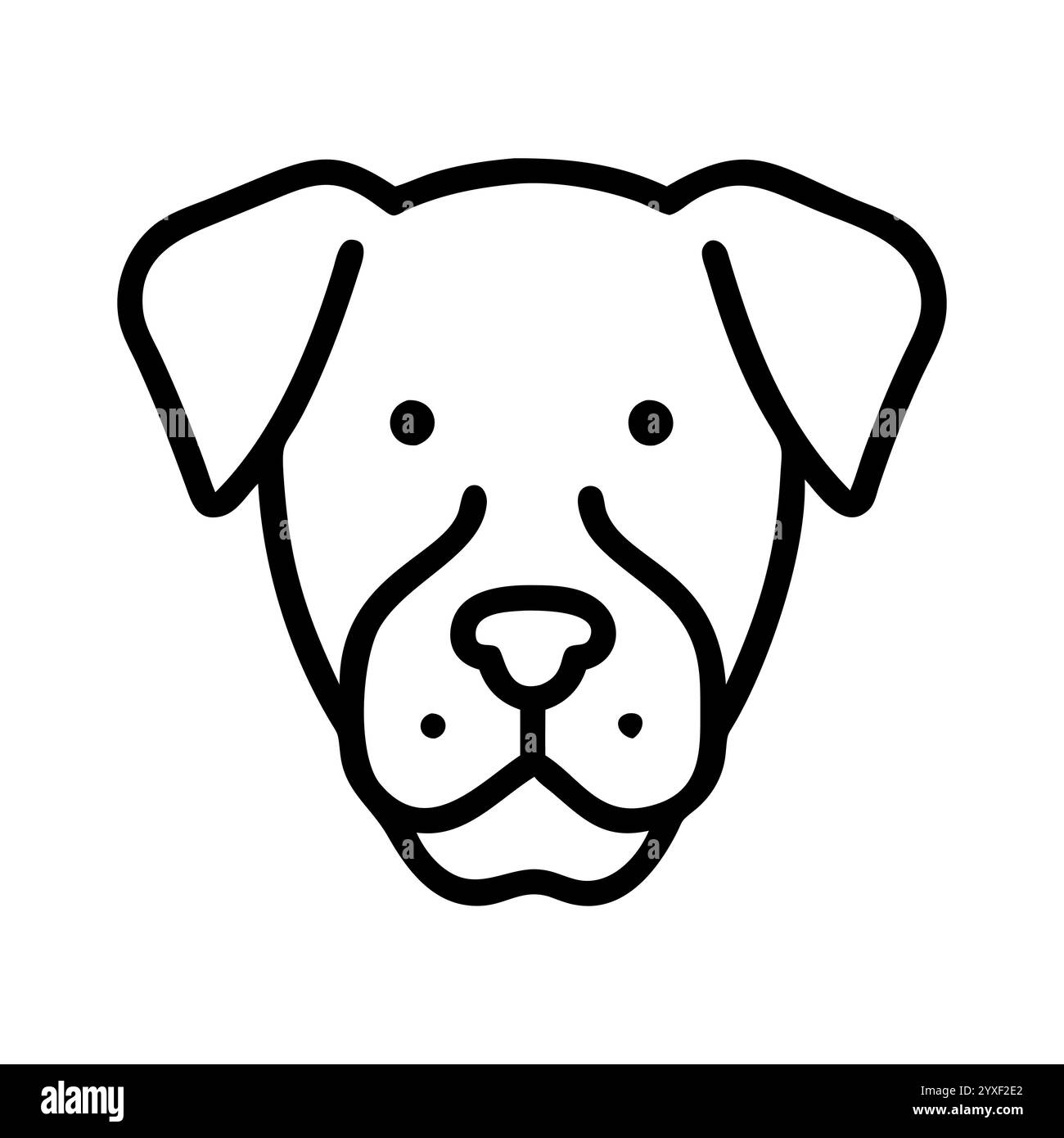 Illustration simple d'art au trait de la tête de chien, art vectoriel, icône, logo et graphiques d'un chien. Contour de tête de chien et dessin d'illustration au trait. Illustration de Vecteur