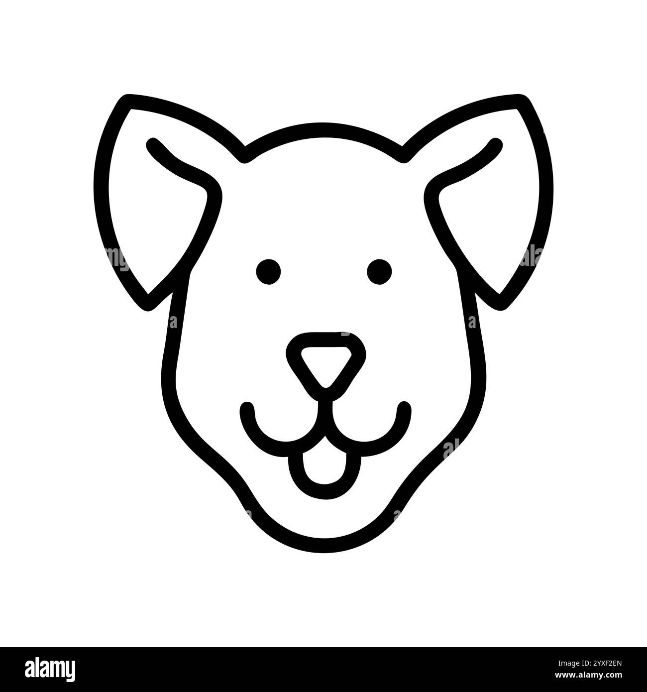 Illustration simple d'art au trait de la tête de chien, art vectoriel, icône, logo et graphiques d'un chien. Contour de tête de chien et dessin d'illustration au trait. Illustration de Vecteur