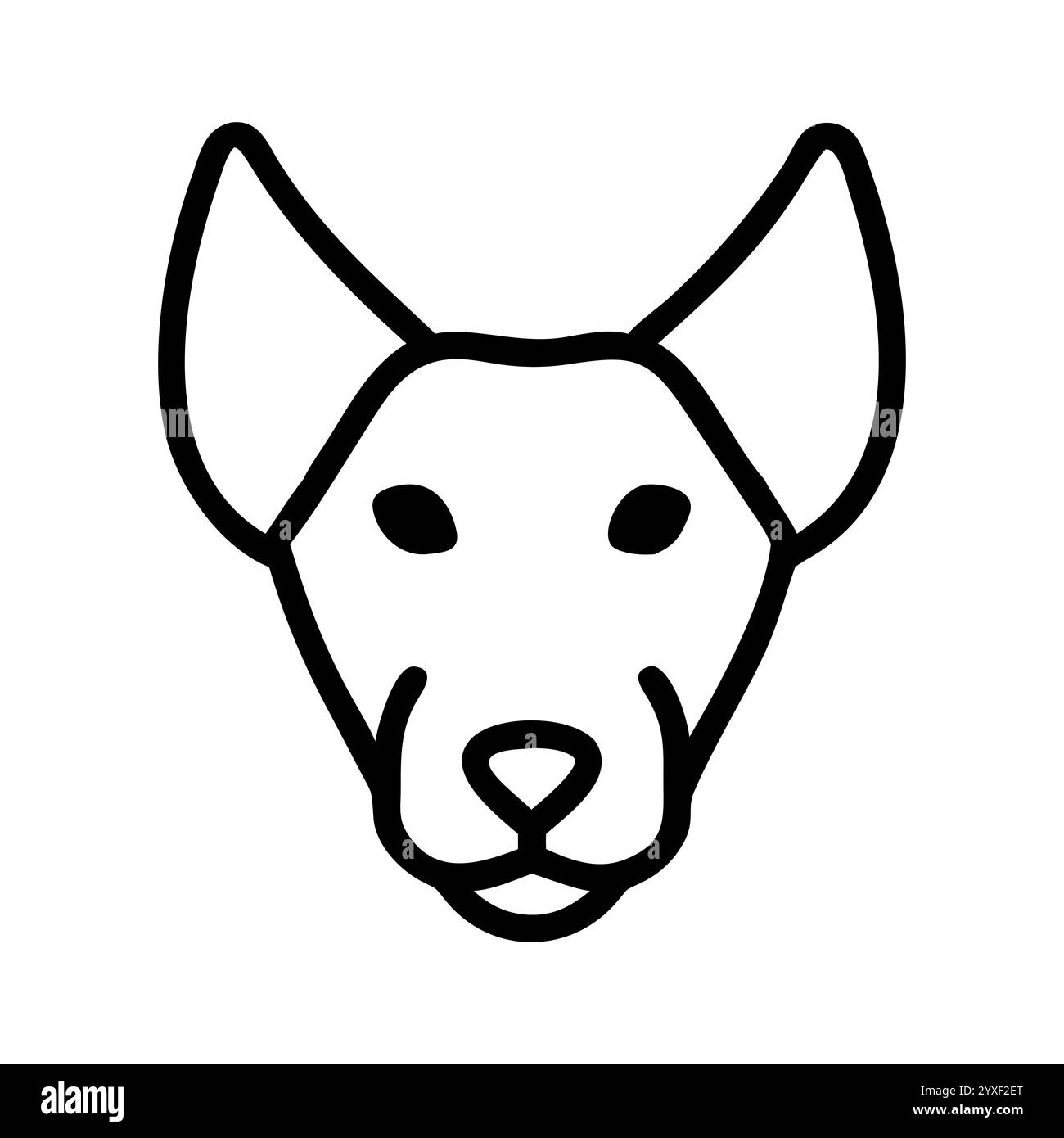 Illustration simple d'art au trait de la tête de chien, art vectoriel, icône, logo et graphiques d'un chien. Contour de tête de chien et dessin d'illustration au trait. Illustration de Vecteur