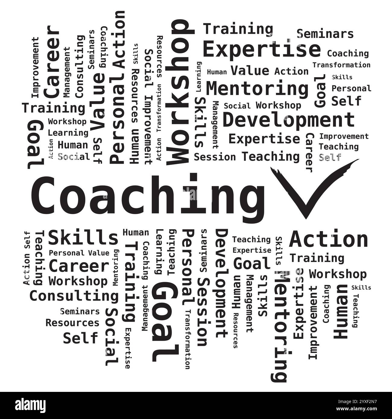 Word Cloud - mentorat de coaching - vecteur noir et blanc Illustration de Vecteur