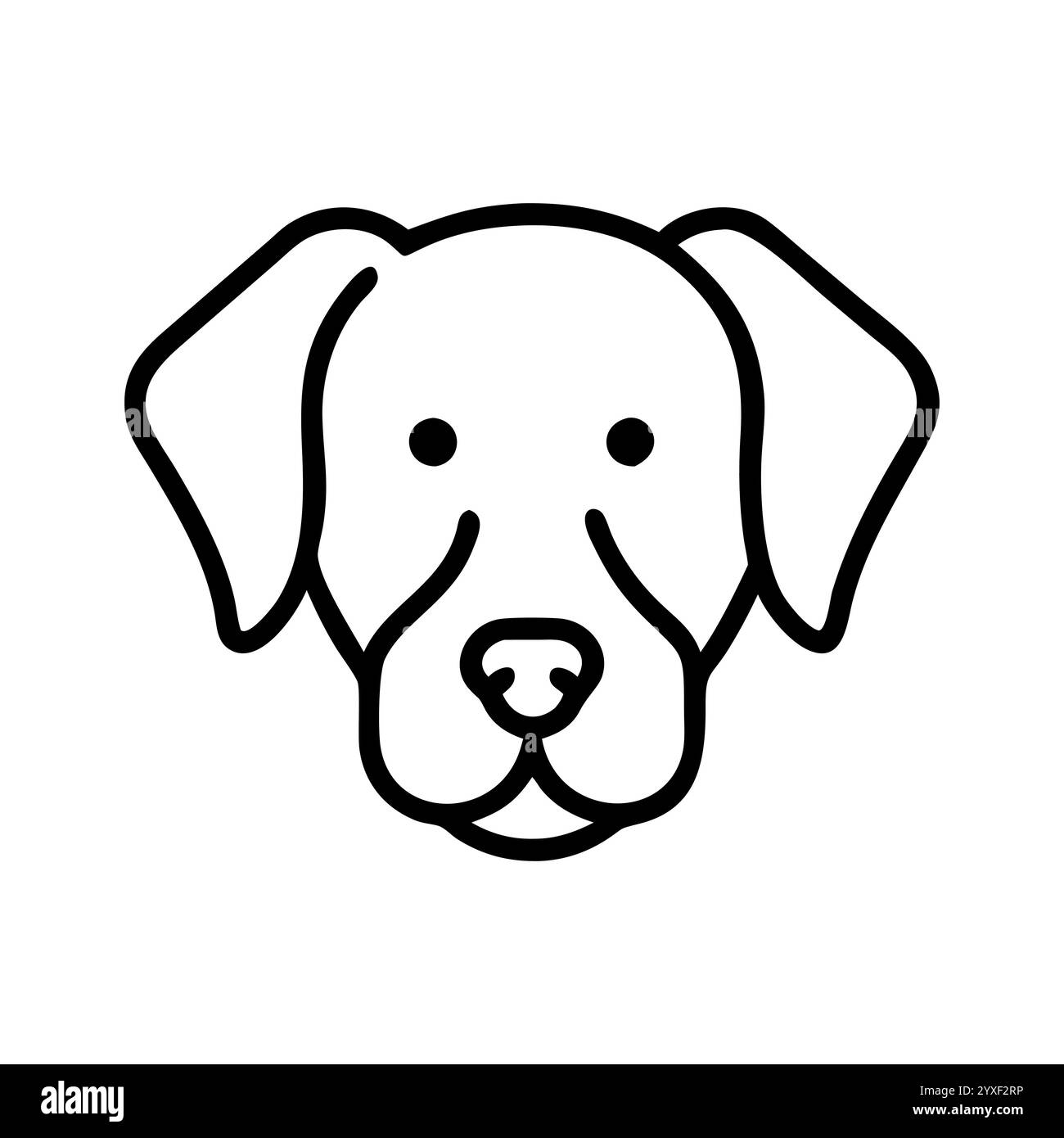 Illustration simple d'art au trait de la tête de chien, art vectoriel, icône, logo et graphiques d'un chien. Contour de tête de chien et dessin d'illustration au trait. Illustration de Vecteur