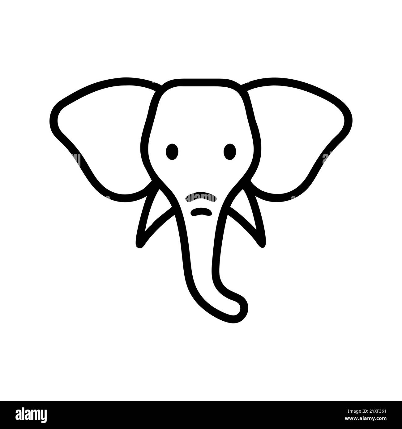 Cute Line Art Elephant illustration, Elephant Head vecteur Art, icône, logo et graphiques. Contour de tête d'éléphant et dessin d'illustration au trait. Illustration de Vecteur