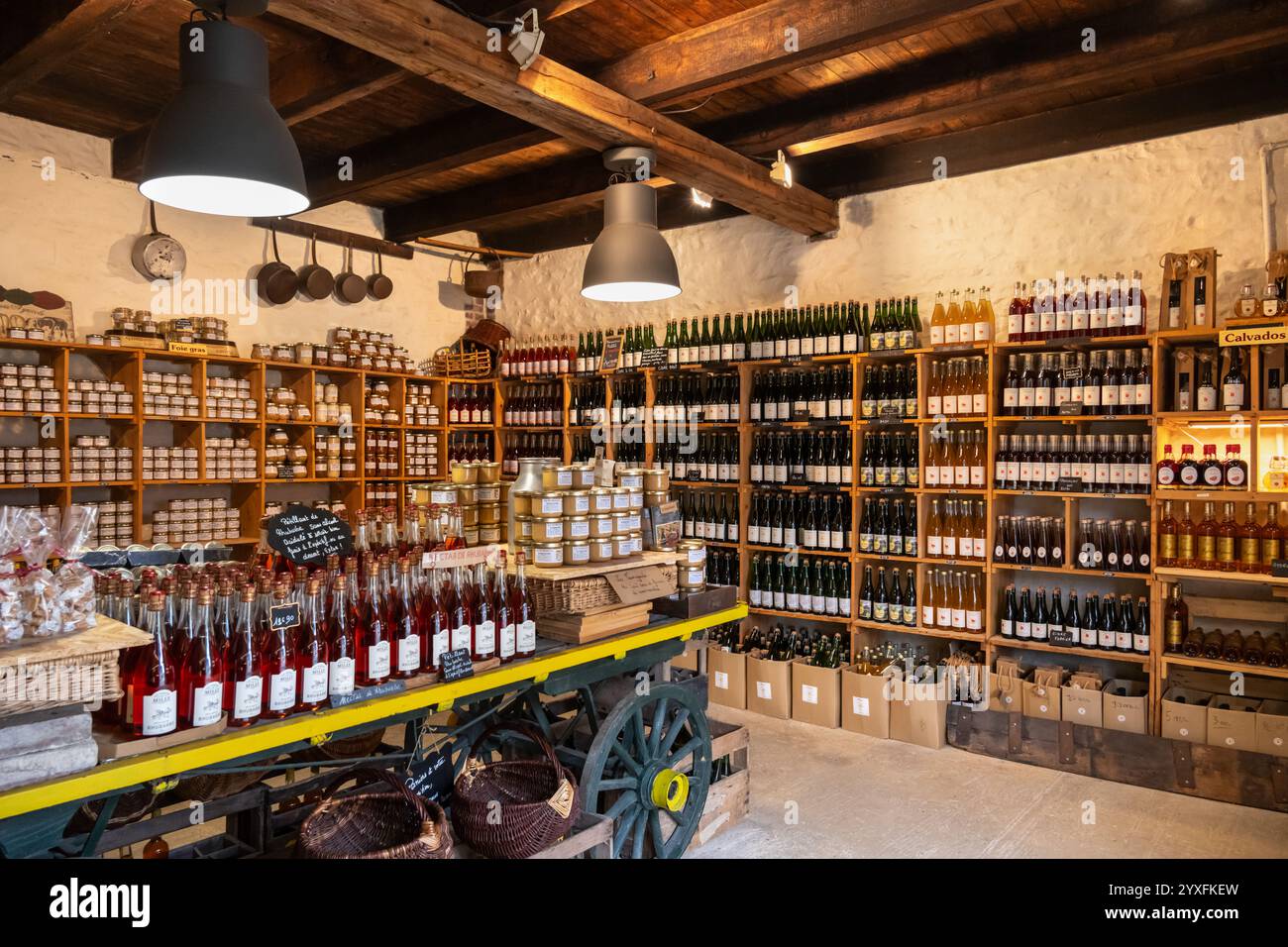 Magasin de cidre Teurgoule Calvados, Beuvron en Auge, Normandie, France, Banque D'Images