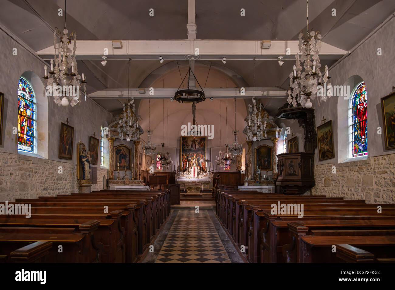 Eglise Saint Martin Church, Beuvron en Auge, Normandie, France, Banque D'Images