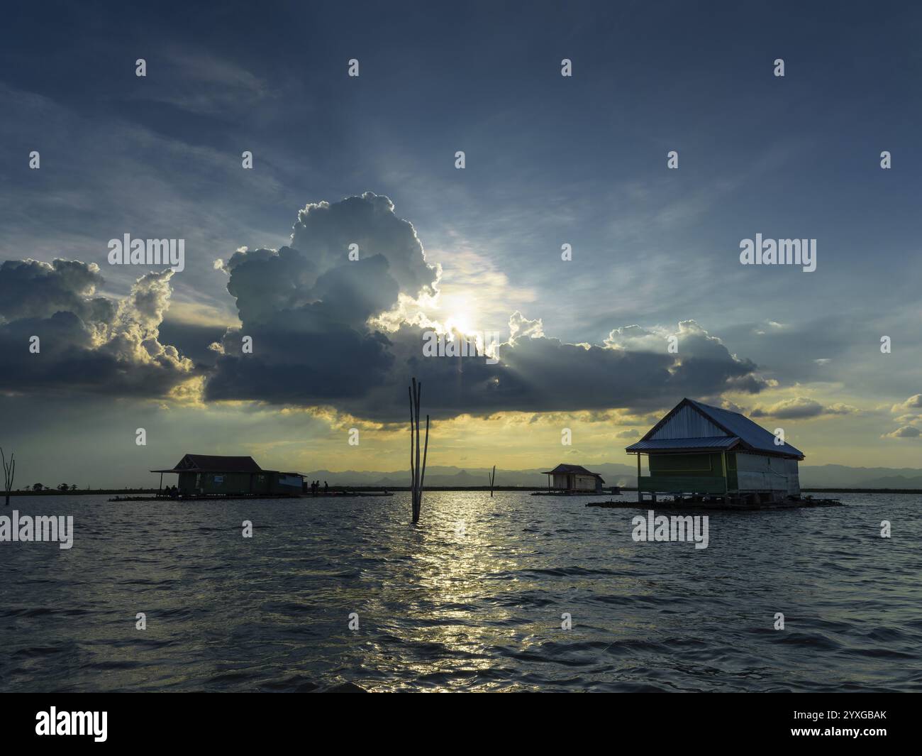 Maisons flottantes, lac Tempe, Sulawesi, Indonésie, Asie Banque D'Images