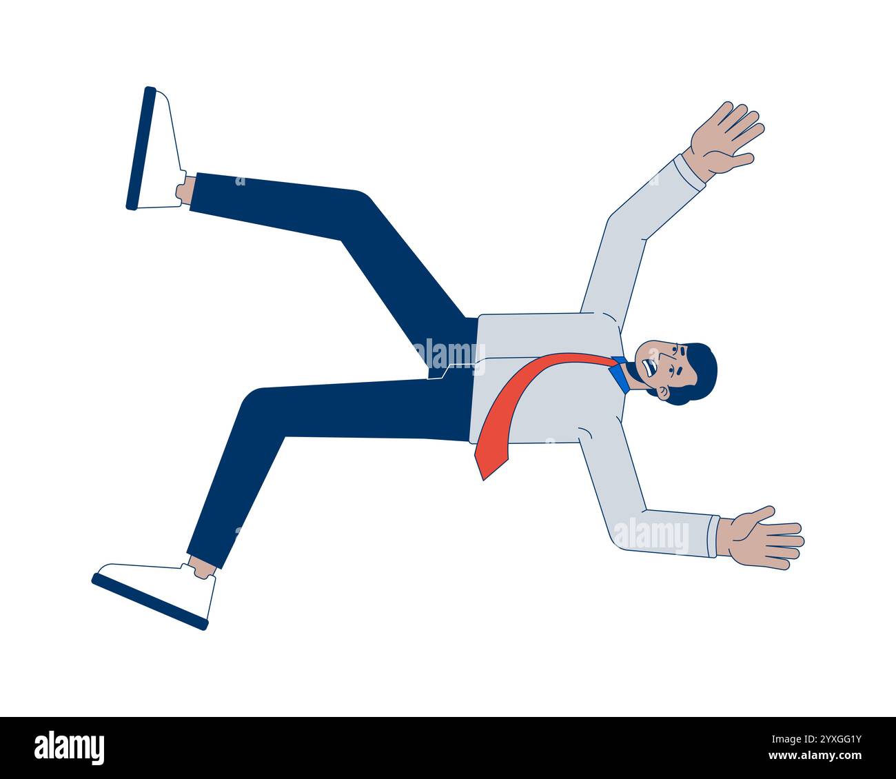 Indien homme employé glisser et automne bureau personnage de dessin animé 2D. Illustration de Vecteur