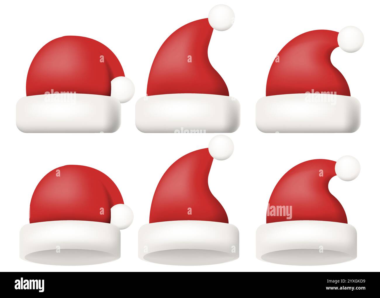 Cette collection vibrante et colorée de chapeaux de Père Noël rouges est parfaite pour toutes les créations et célébrations sur le thème des vacances Illustration de Vecteur