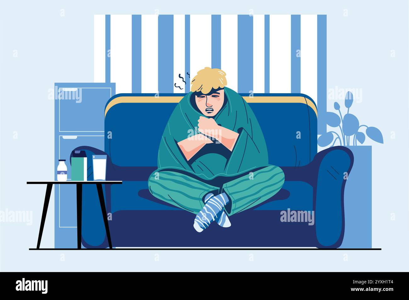 Infections et saison grippale chez les malades Illustration de Vecteur