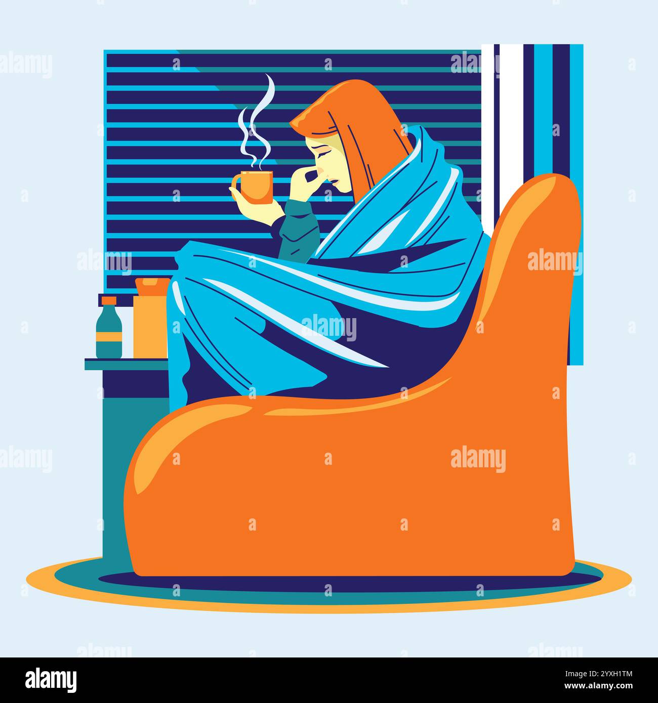 Infections et saison grippale chez les malades Illustration de Vecteur