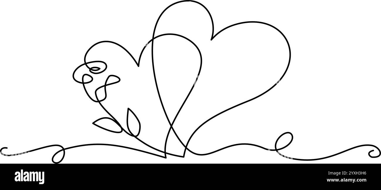 Décoration carte Saint-Valentin. Coeur avec fleur rose. Concept logo Beauty. Illustration de Vecteur