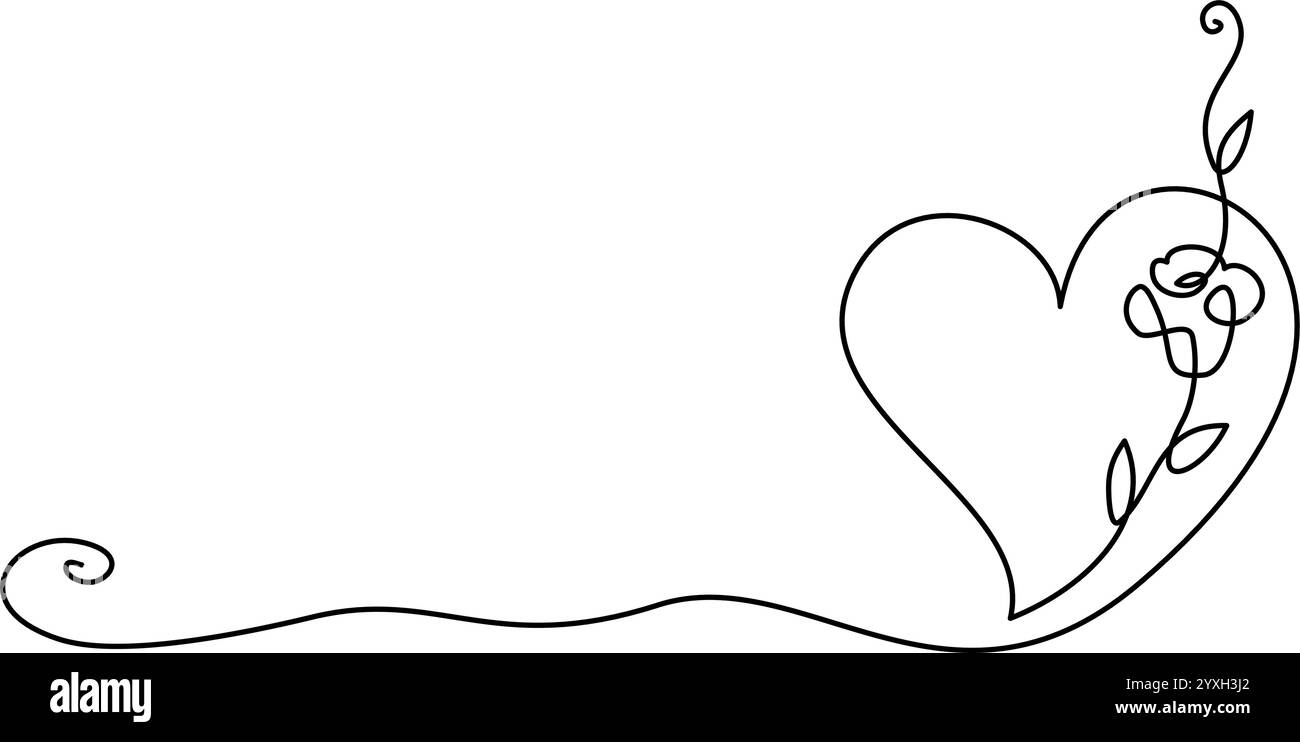 Décoration carte Saint-Valentin. Coeur avec fleur rose. Concept logo Beauty. Illustration de Vecteur