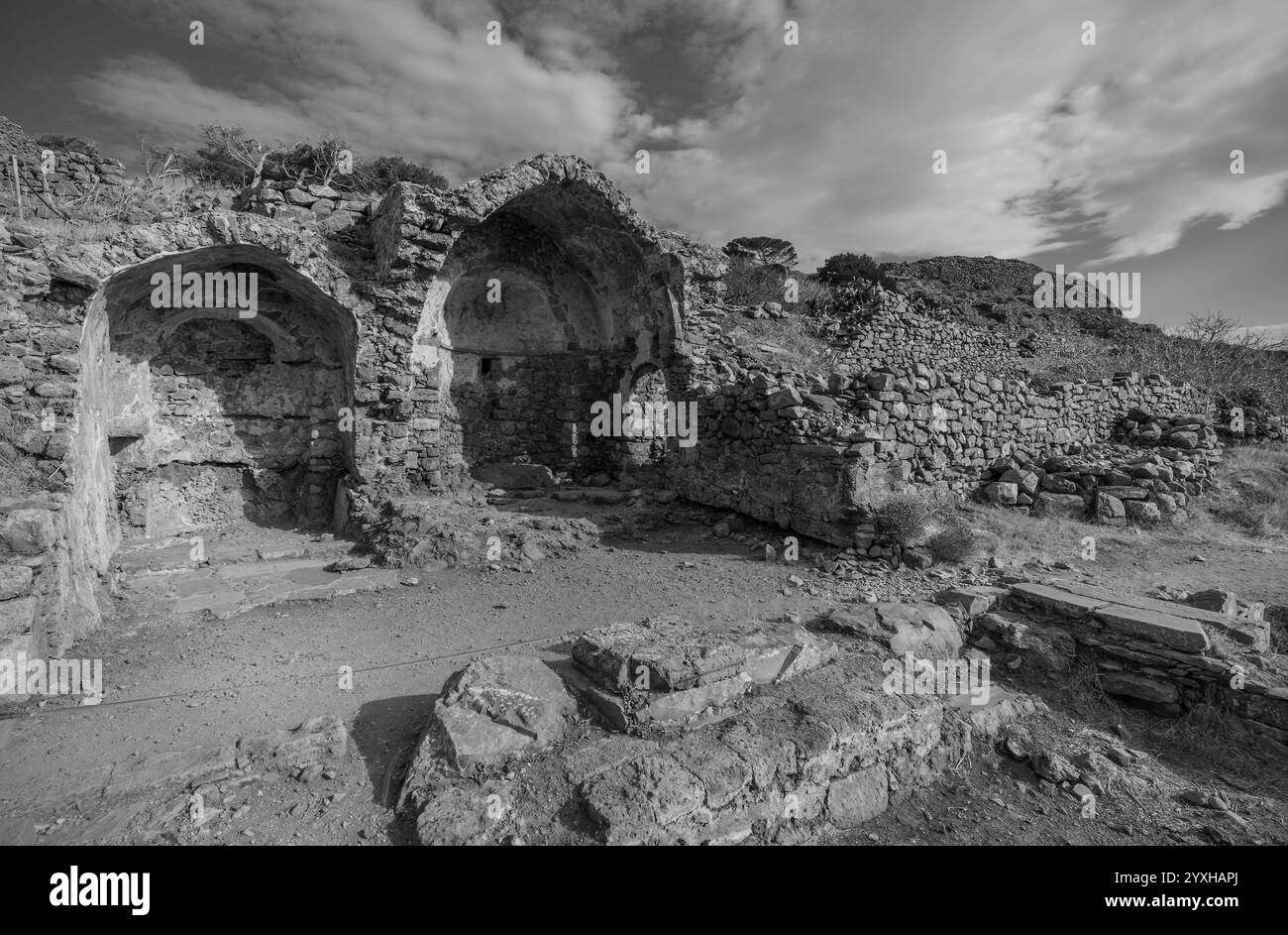 bâtiments historiques sur l'île de spinalonga Banque D'Images