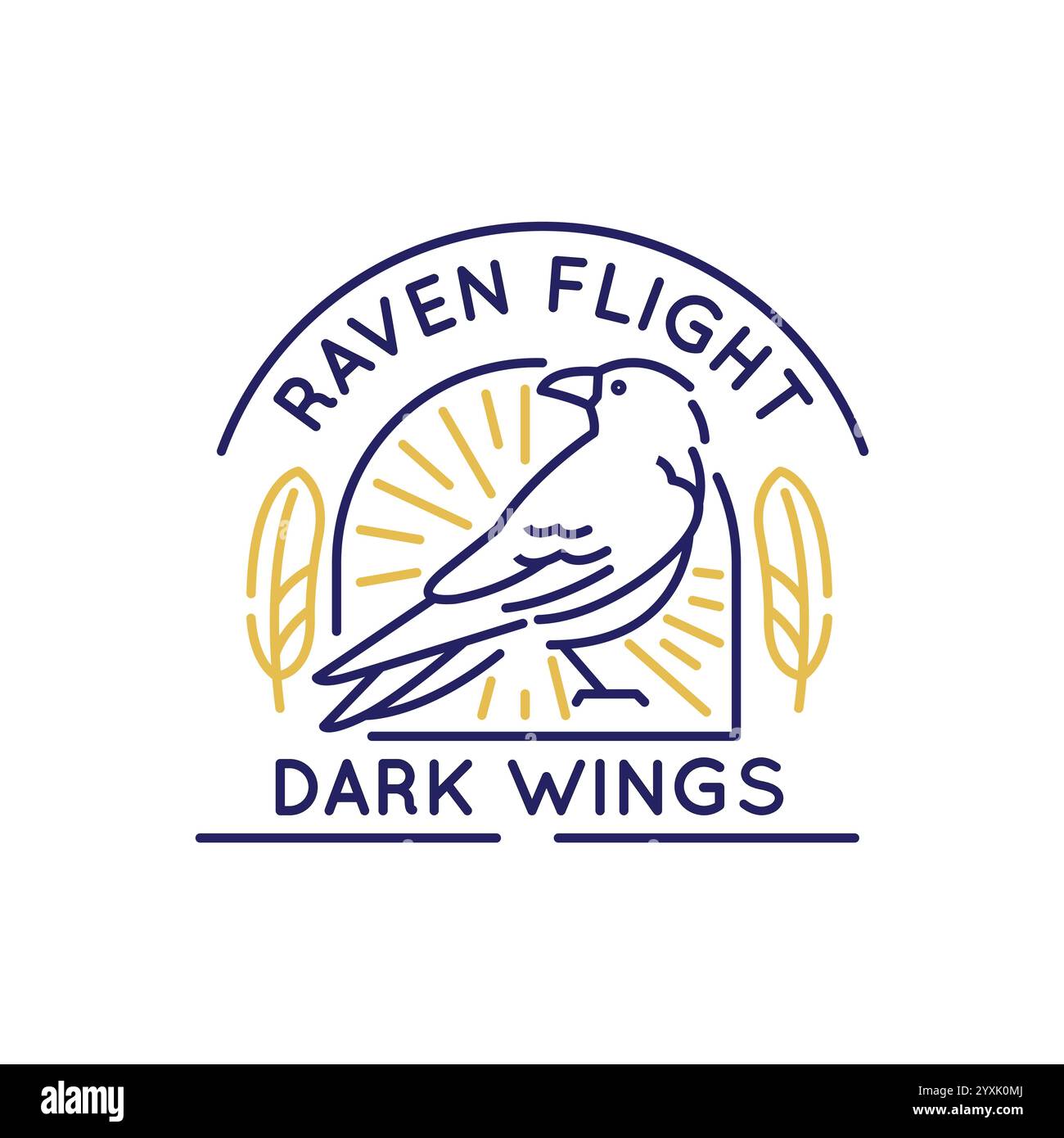 Logo simple avec icône Flight Raven Illustration de Vecteur