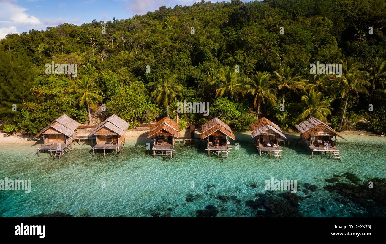 La Villa de rêve de Fam Island à Raja Ampat, Indonésie Banque D'Images