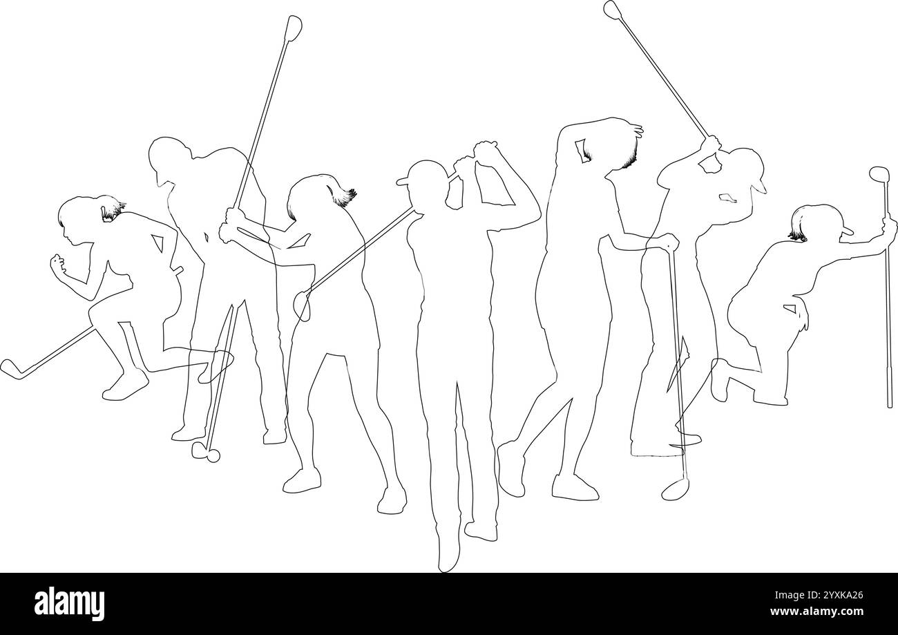 Golfeurs Golf Silhouette Golf personnes silhouettes Illustration de Vecteur