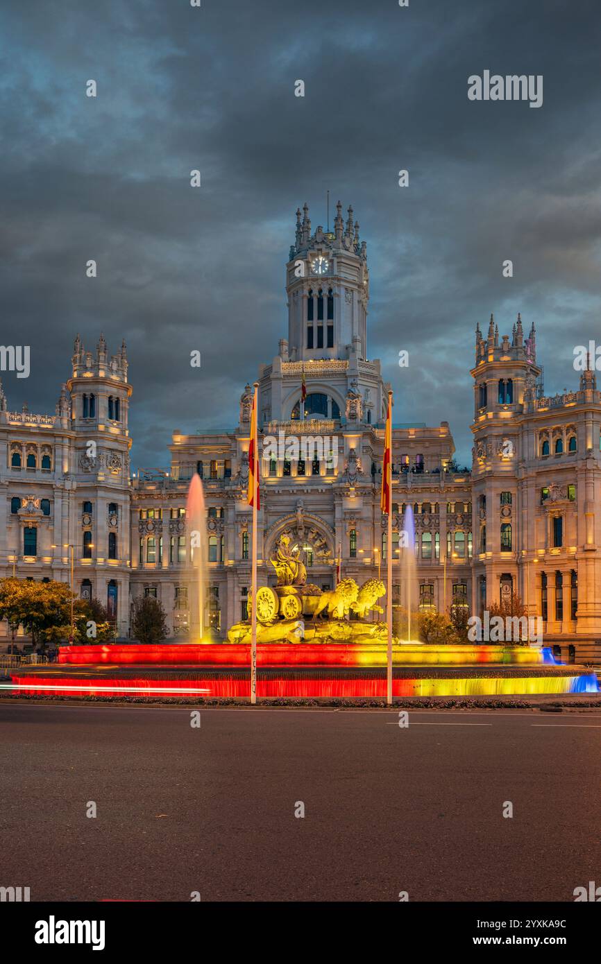 La fontaine de la Plaza de Cibeles, Madrid, Espagne Banque D'Images