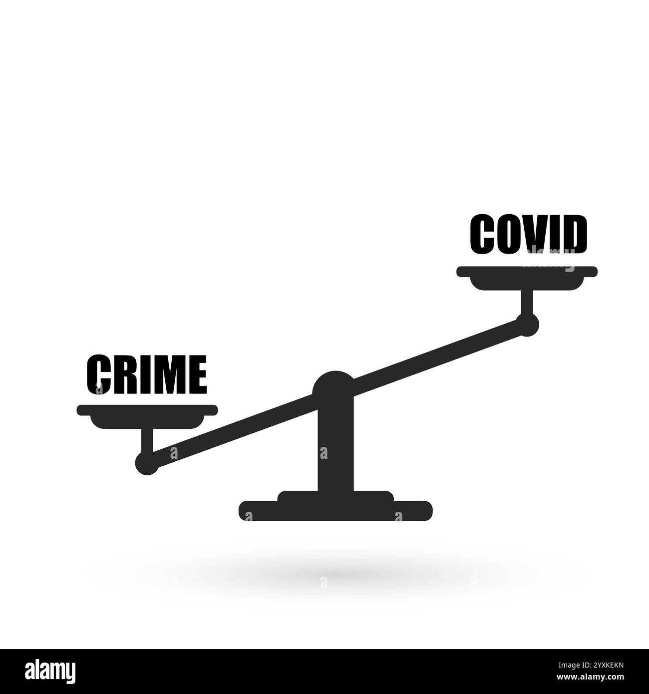 Icône de poids avec le mot crime et covid. Scale crime et covid. Concept commercial. Illustration vectorielle Illustration de Vecteur