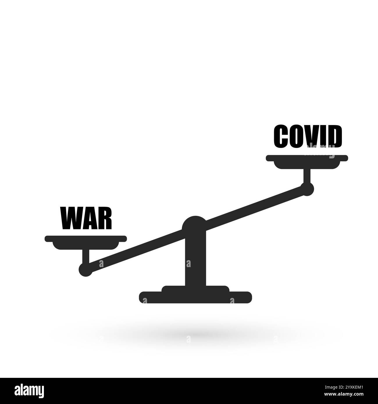 Icône de poids avec mot guerre et covid. Guerre du virus Corona, COVID-19 et guerre populaire. Concept commercial. Illustration vectorielle Illustration de Vecteur