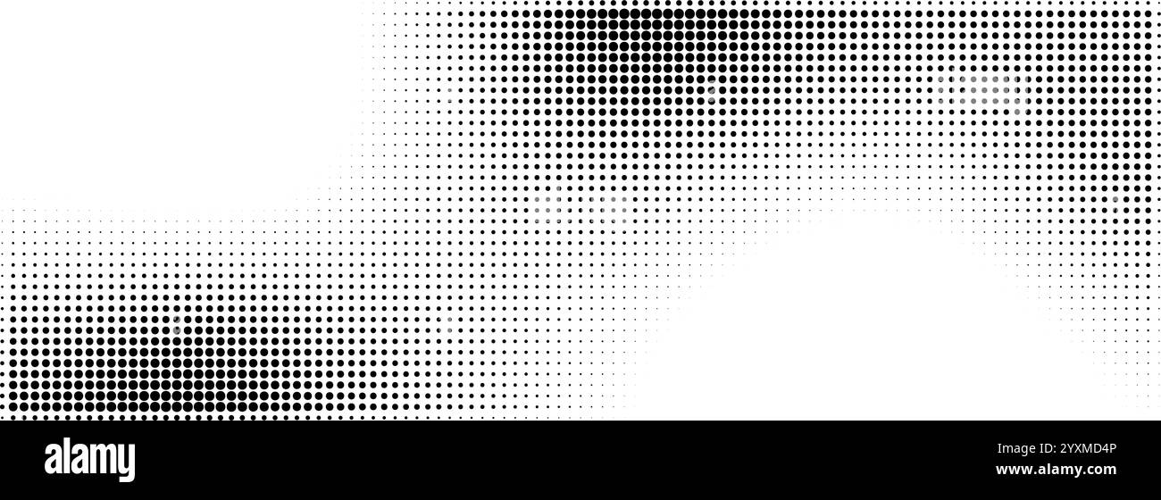 Fond dégradé abstrait avec motif d'onde en pointillés et bruit. Motif rétro graphique noir et blanc. Illustration vectorielle plate isolée Illustration de Vecteur