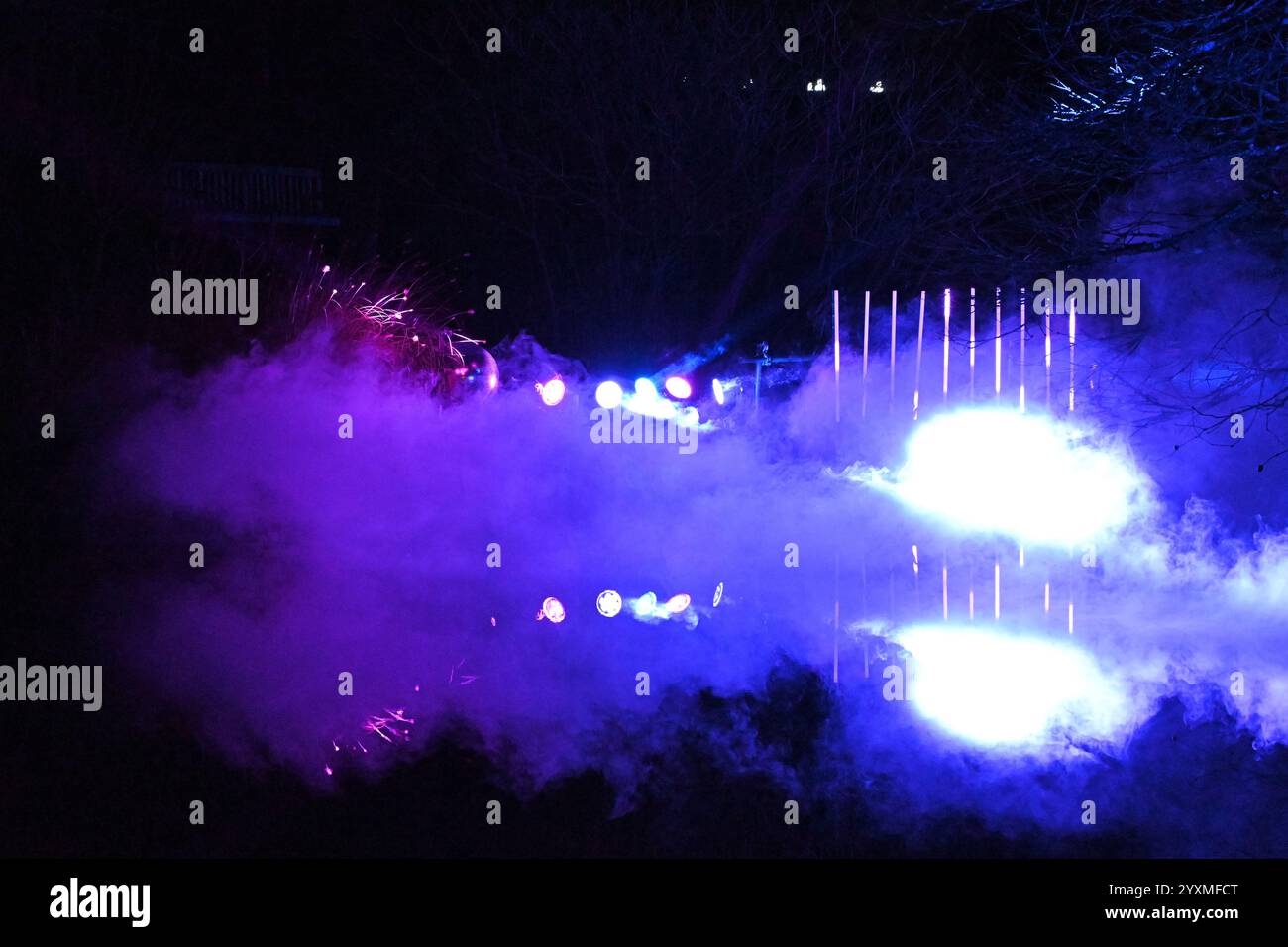 Chemin de lumière de Noël Romsey Hilliers jardins Banque D'Images