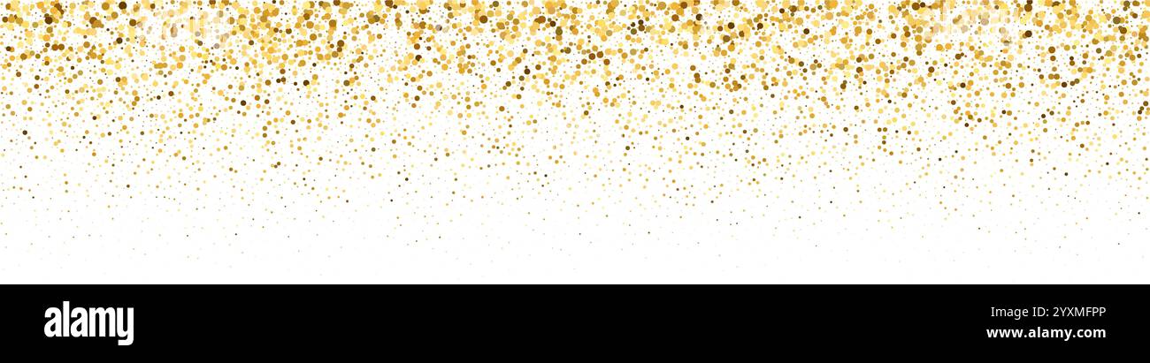Fond de paillettes dorées avec des confettis tombants et de la poussière scintillante. Cadre festif à motif de bordure magique. Illustration vectorielle plate isolée Illustration de Vecteur