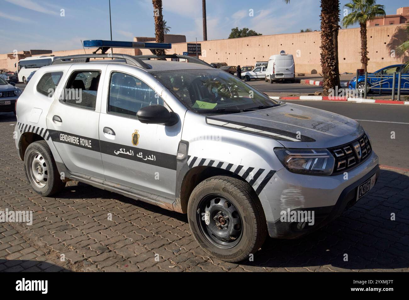 véhicule de la gendarmerie royale marocaine dacia marrakech, maroc Banque D'Images