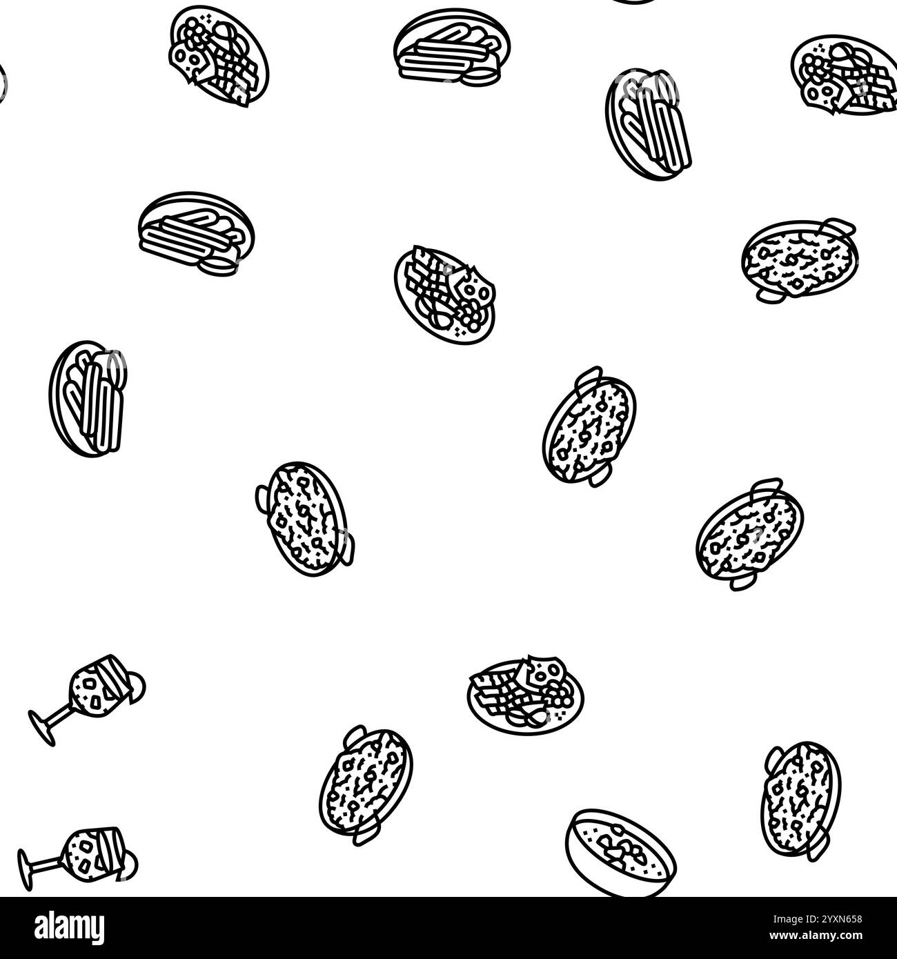 vecteur de modèle sans couture de paella de cuisine espagnole Illustration de Vecteur