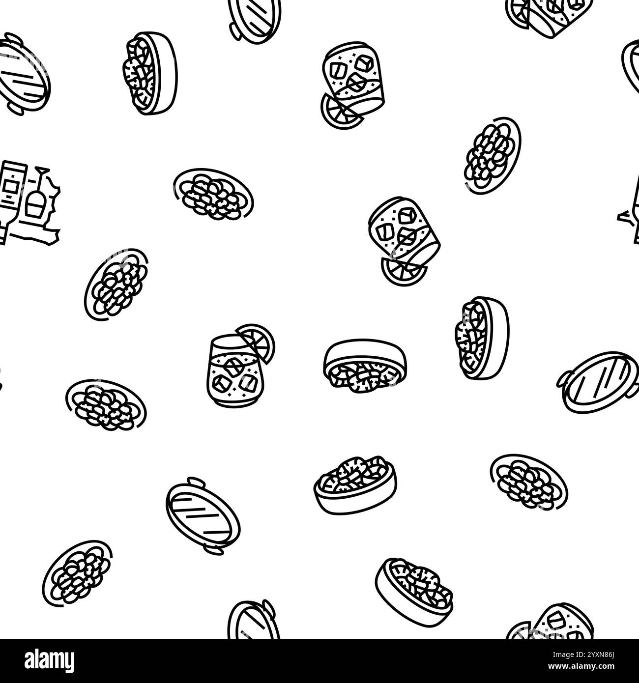 vecteur de modèle sans couture de paella de cuisine espagnole Illustration de Vecteur