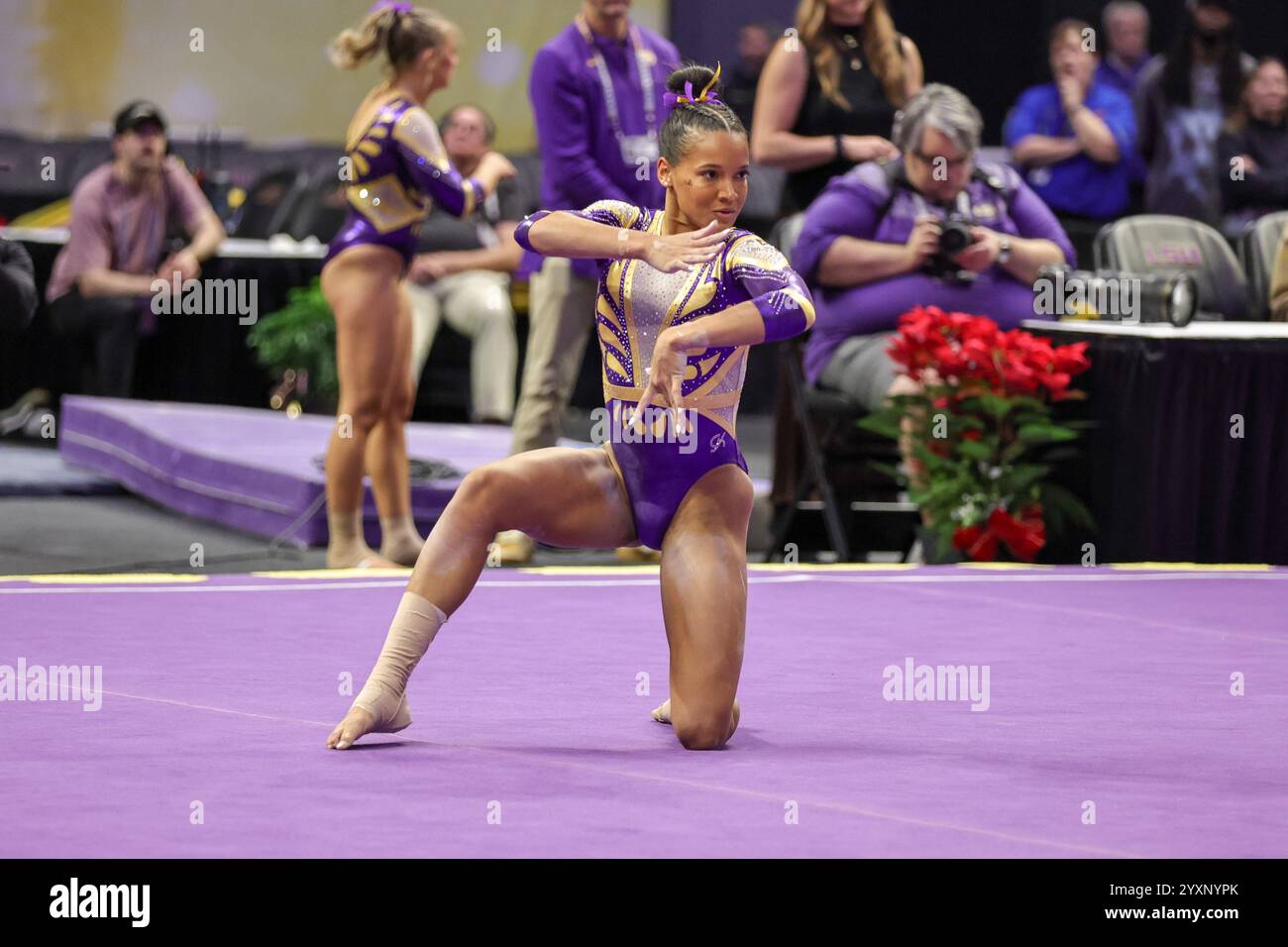 Baton Rouge, LOUISIANE, États-Unis. 16 décembre 2024. Haleigh Bryant de LSU effectue sa routine de plancher lors de la nuit de Mike Open Gym 101 de LSU au Pete Maravich Assembly Center à Baton Rouge, EN LOUISIANE. Jonathan Mailhes/CSM/Alamy Live News Banque D'Images