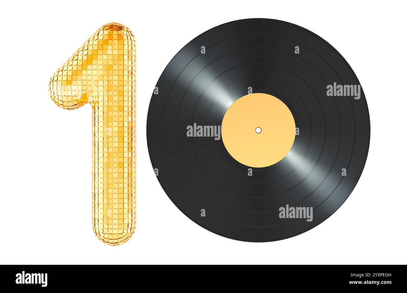 Les 10 meilleurs albums musicaux ou chansons, concept. Rendu 3D isolé sur fond blanc Banque D'Images