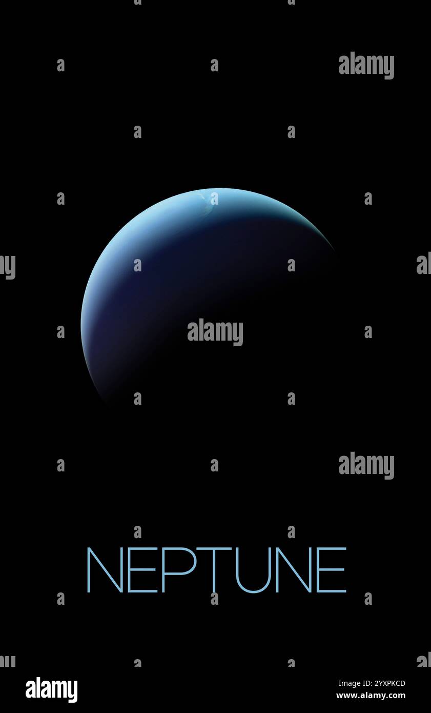 Affiche du système solaire de Neptune. Banque D'Images