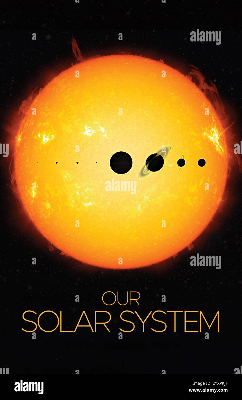 Affiche de notre système solaire. Banque D'Images