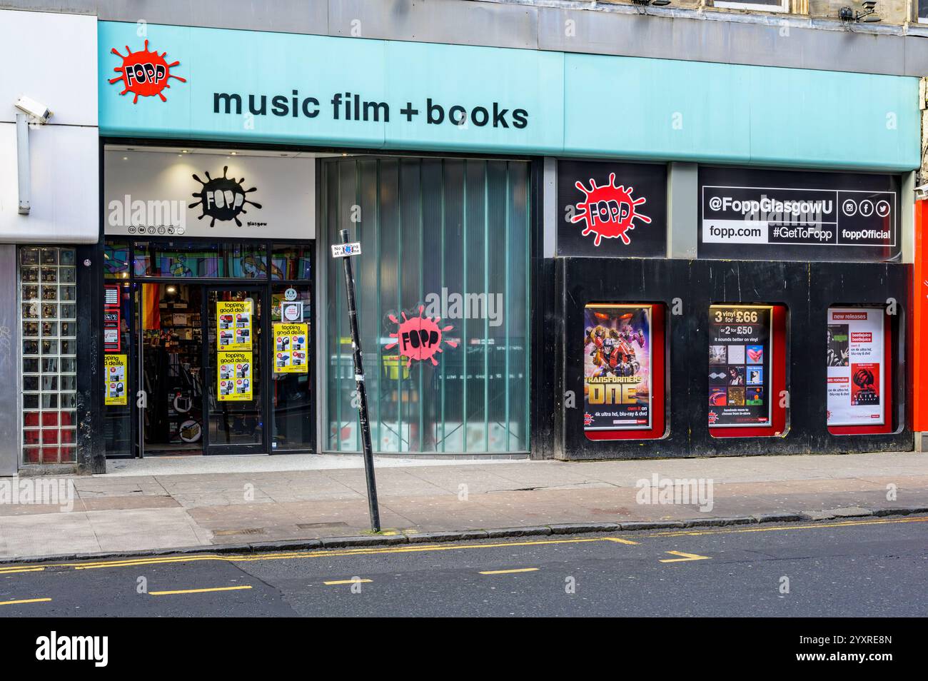 Magasin de disques Fopp, Union Street, Glasgow, Écosse, Royaume-Uni, Europe Banque D'Images