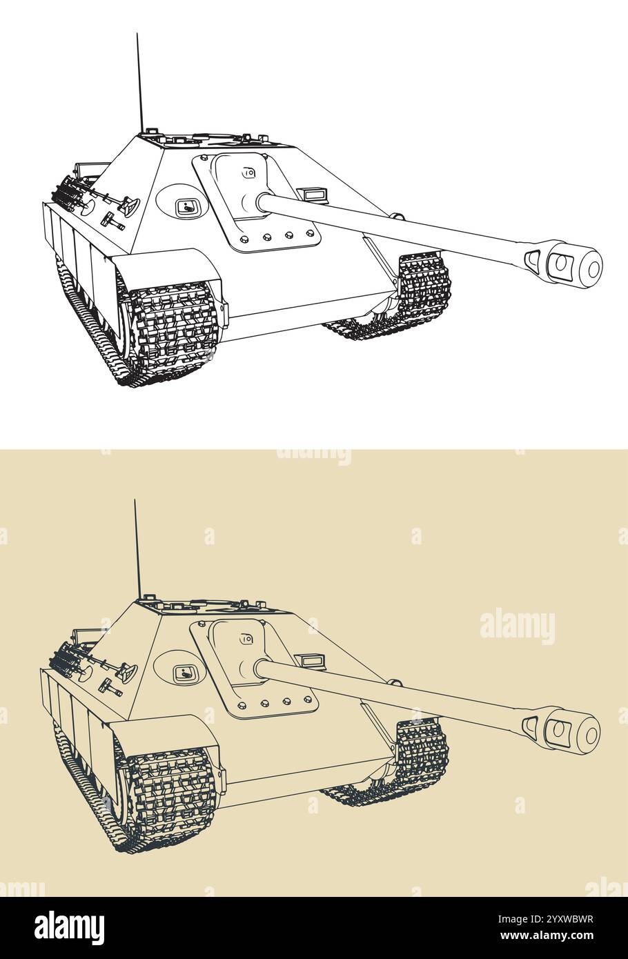 Unité d'artillerie lourde automotrice allemande de la seconde Guerre mondiale Jagdpanther Illustration de Vecteur